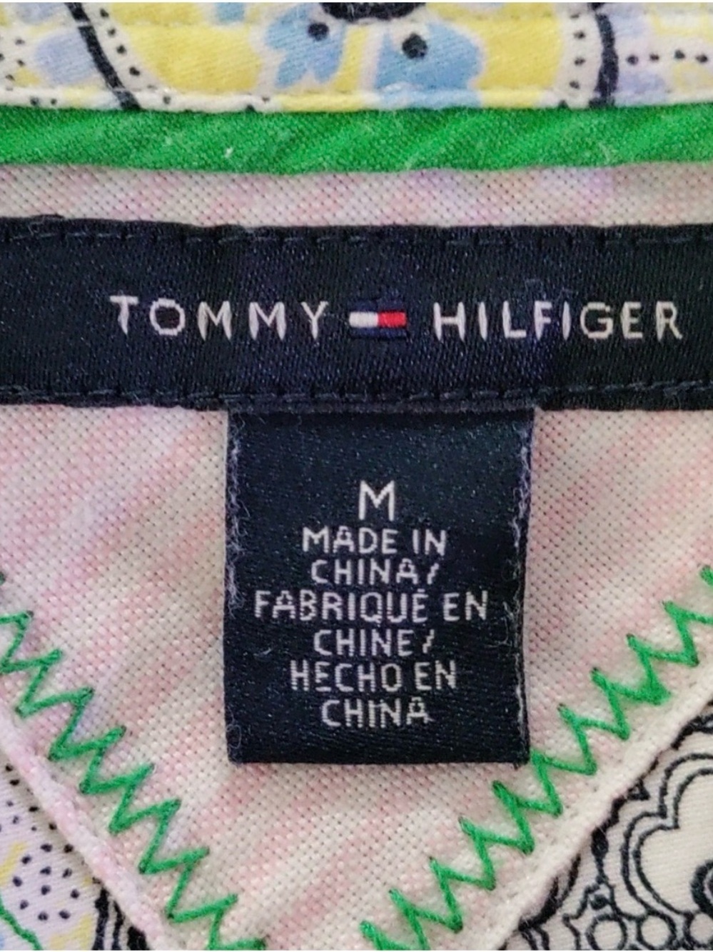 🍓 Tommy Hilfiger sleeveless, Paisley Print Tie-Waist Green/Blue/White - Picture 5 of 7